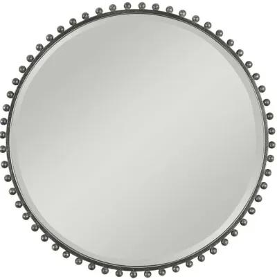 Uttermost Taza Distressed Black Round Iron Mirror