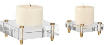 CLAIRE 2-PIECE CRYSTAL BLOCK CANDLE HOLDERS