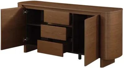 Chintaly Eden Modern All-Wood Sideboard Buffet with 2 Shelves & 3-Drawers