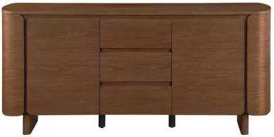 Chintaly Eden Modern All-Wood Sideboard Buffet with 2 Shelves & 3-Drawers