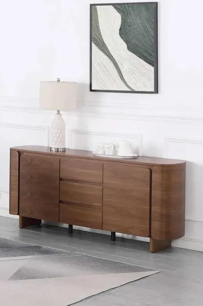 Chintaly Eden Modern All-Wood Sideboard Buffet with 2 Shelves & 3-Drawers