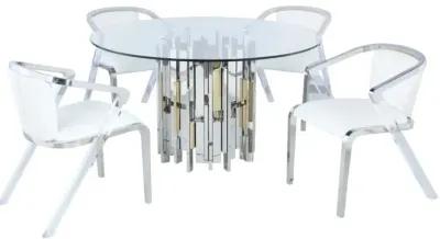 Chintaly Verona Contemporary Dining Set with Glass Table & Mixed Media Chairs