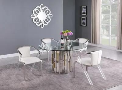 Chintaly Verona Contemporary Dining Set with Glass Table & Mixed Media Chairs