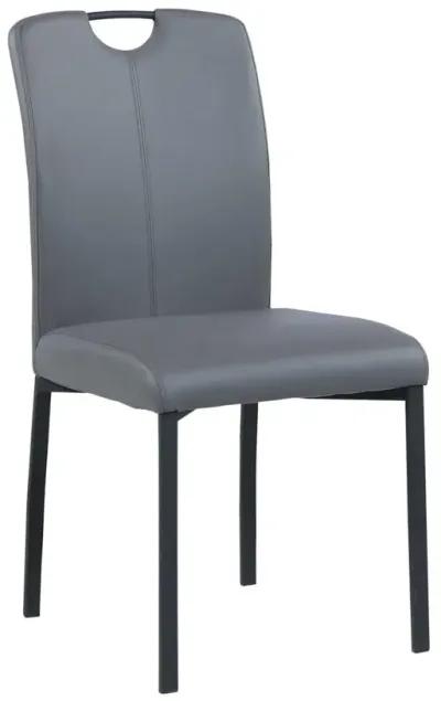 Chintaly Kelly Grey Contemporary Handle Back Side Chair with Metal Legs