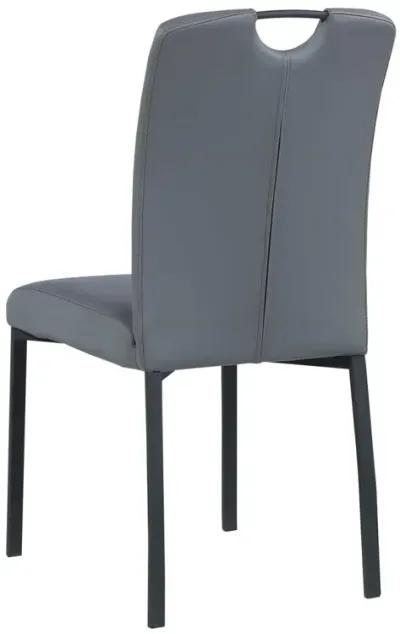 Chintaly Kelly Grey Contemporary Handle Back Side Chair with Metal Legs