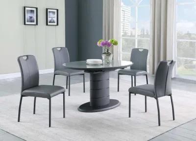 Chintaly Kelly Grey Contemporary Handle Back Side Chair with Metal Legs