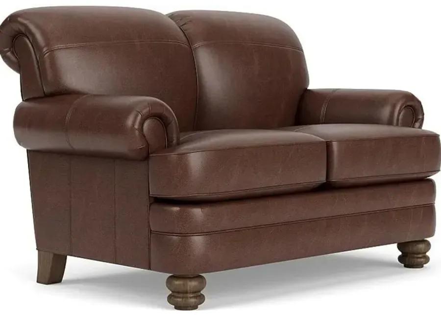 BAY BRIDGE BROWN TRADITIONAL LEATHER LOVESEAT