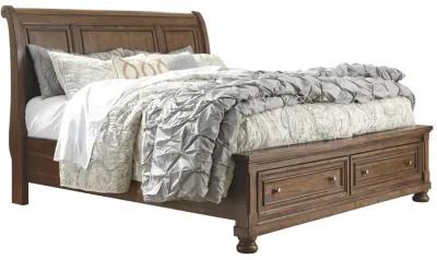 Flynnter Medium Brown California King Storage Sleigh Bed