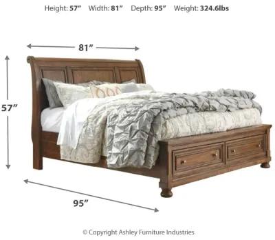 Flynnter Medium Brown California King Storage Sleigh Bed