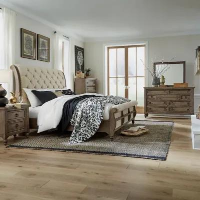 Liberty Furniture Complete Queen Bedroom Set Sleigh Bed, Dresser, Mirror, Chest & Nightstand Americana Farmhouse