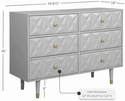 Linon 6-Drawer Geo Texture Dresser Grey