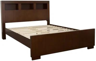 Coaster Jessica Wood Queen Led Storage Bookcase Bed Cappuccino