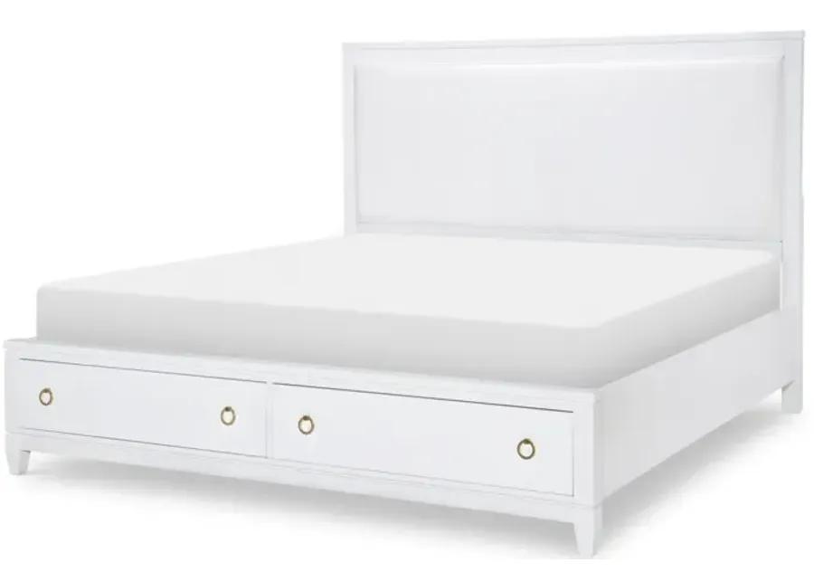 COMPLETE UPHOLSTERED BED WITH STORAGE KING WHITE FINISH - SUMMERLAND WHITE