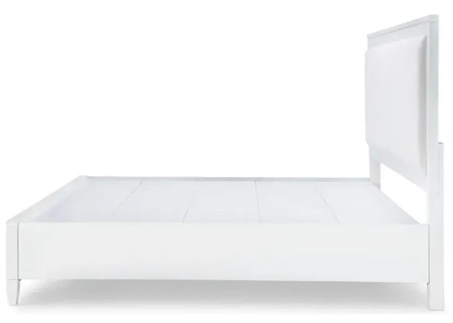 COMPLETE UPHOLSTERED BED WITH STORAGE KING WHITE FINISH - SUMMERLAND WHITE