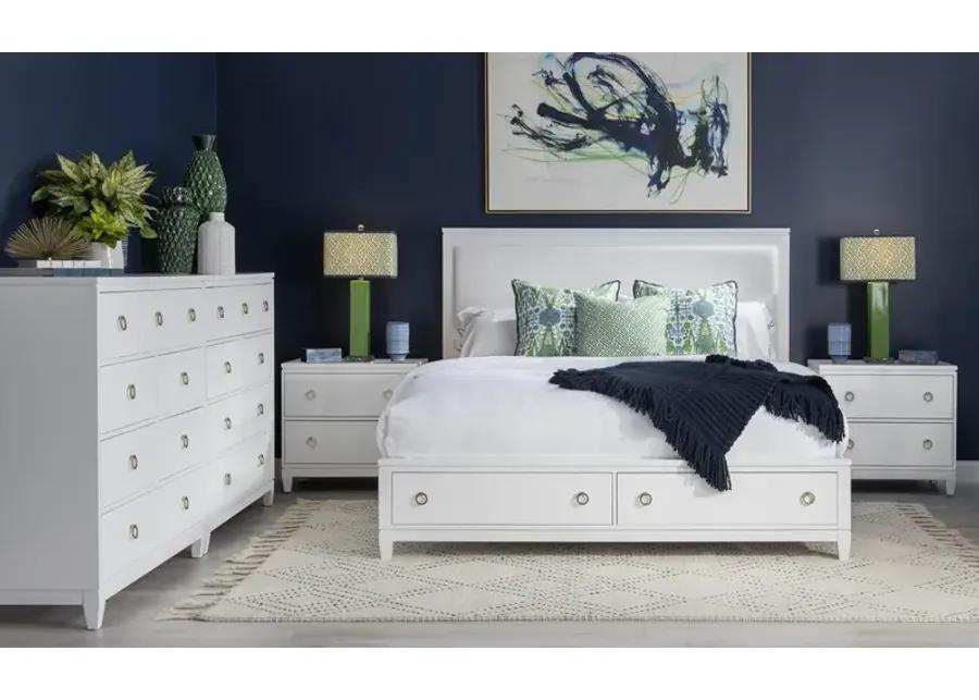 COMPLETE UPHOLSTERED BED WITH STORAGE KING WHITE FINISH - SUMMERLAND WHITE