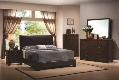 Coaster Conner Upholstered Queen Panel Bed Dark Brown