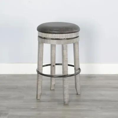 ALPINE GREY 30 INCH SWIVEL STOOL WITH CUSHIONED SEAT