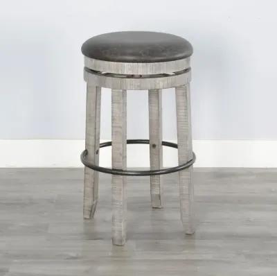 ALPINE GREY 30 INCH SWIVEL STOOL WITH CUSHIONED SEAT