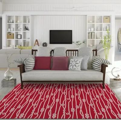 Dalyn Crimson Currents Bold Red Nautical Rope Stripe 5'X8' Area Rug