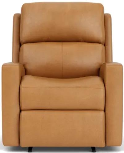 Flexsteel Catalina Camel Leather Power Rocking Recliner with Power Headrest