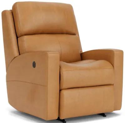 Flexsteel Catalina Camel Leather Power Rocking Recliner with Power Headrest