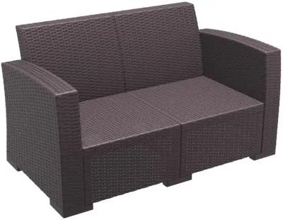 Compamia Monaco Resin Patio Loveseat Brown with Sunbrella Natural Cushion