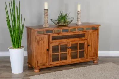 Sunny Designs Sedona Rustic Oak TV Stand Console with Counter-Height