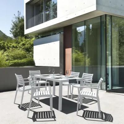 Compamia Artemis Resin Rectangle Dining Set with 6 Arm Chairs White