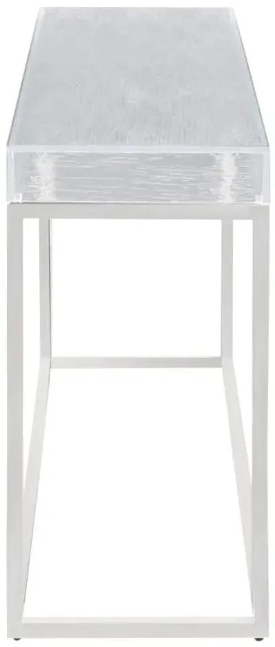 VALERIE CONTEMPORARY SOFA TABLE WITH ACRYLIC TOP & STAINLESS STEEL FRAME