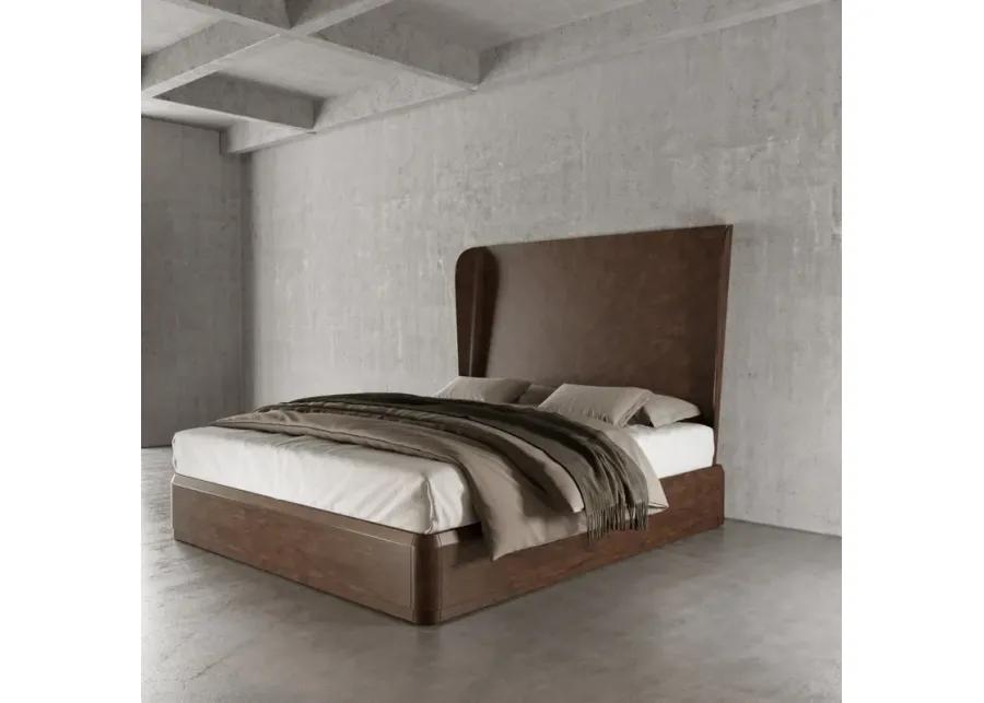 CONTINENTAL KING BED IN BRUNETTE (DARK BROWN WOOD FINISH)