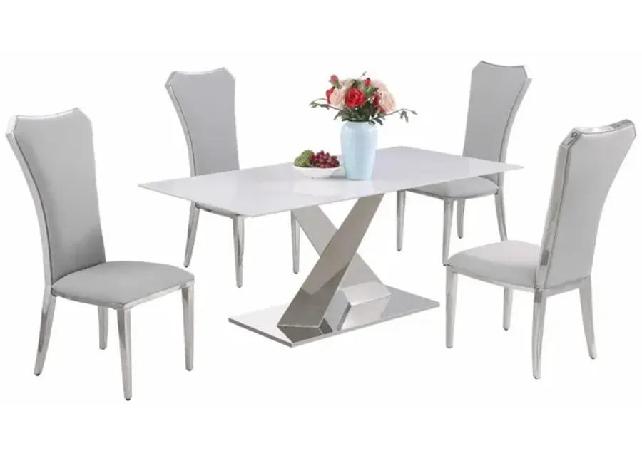 JENNIFER CONTEMPORARY DINING SET WITH SINTERED STONE TABLE & TALL-BACK CHAIRS