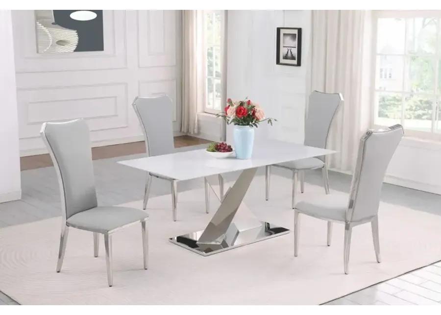 JENNIFER CONTEMPORARY DINING SET WITH SINTERED STONE TABLE & TALL-BACK CHAIRS