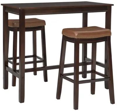 Linon Claridge 3-Piece Brown/Cognac Bar Stools & Table Set