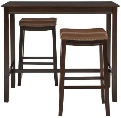 Linon Claridge 3-Piece Brown/Cognac Bar Stools & Table Set