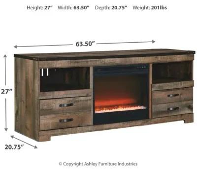 Ashley Trinell 63 Inch TV Stand with Electric Fireplace 4608 BTU/1400W Brown