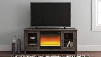 Ashley Arlenbry 60 Inch TV Stand with Electric Fireplace 4608 BTU/1400W Grey