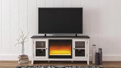 Ashley Dorrinson 60 Inch TV Stand with Electric Fireplace 4608 BTU/1400W Two-Tone