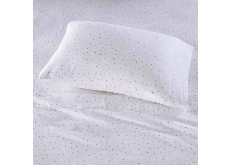 INTELLIGENT DESIGN QUEEN GREY/PINK DOTS COZY SOFT COTTON NOVELTY PRINT FLANNEL SHEET SET