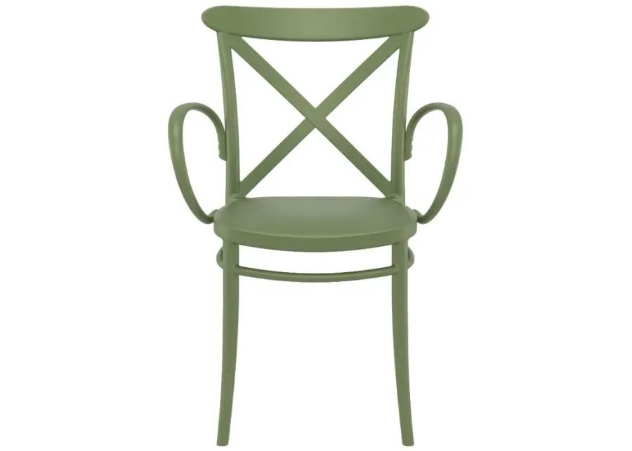 CROSS XL RESIN OUTDOOR ARM CHAIR OLIVE GREEN