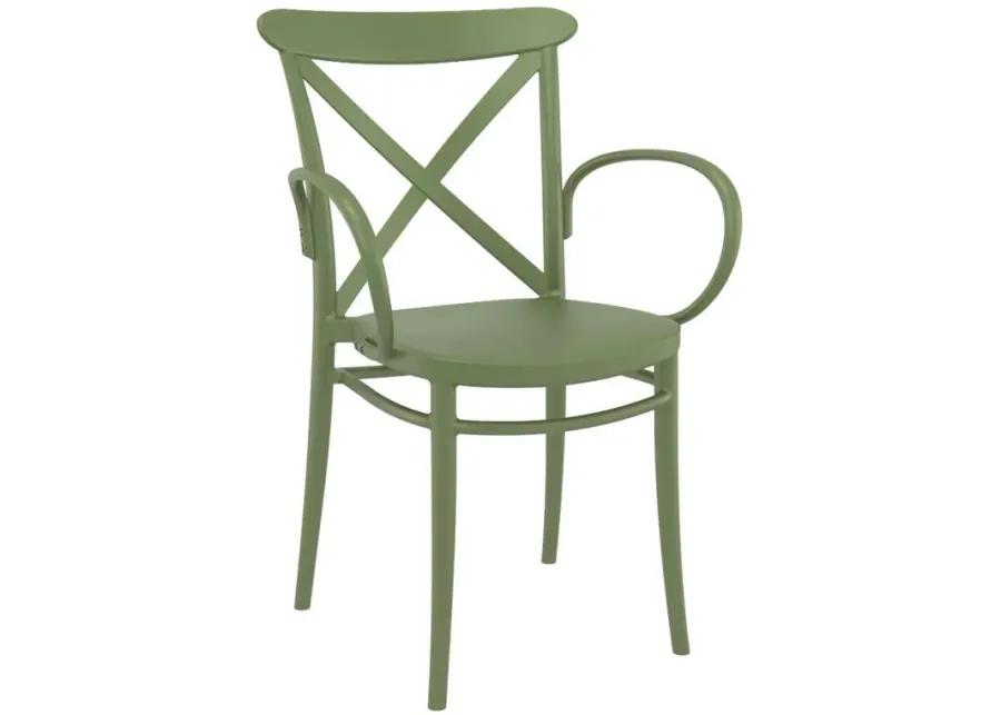 CROSS XL RESIN OUTDOOR ARM CHAIR OLIVE GREEN