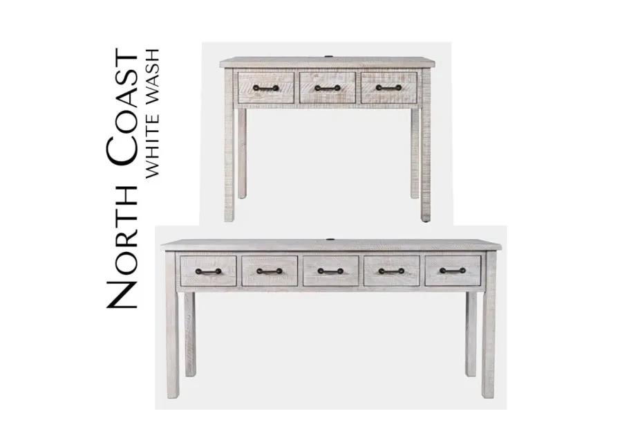 NORTH COAST 3 DRAWER ACCENT CONSOLE WHITE WASH