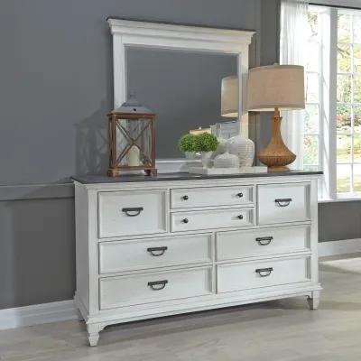 Liberty Furniture Complete California King Set Panel Bed, Dresser, Mirror & Nightstand Allyson Park