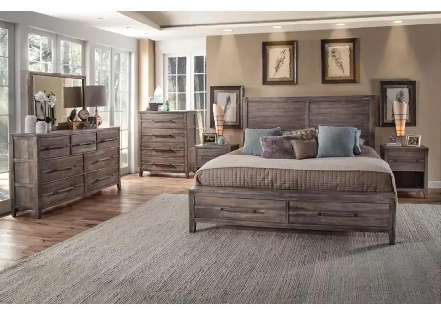 QUEEN COMPLETE PANEL BED W/ STORAGE FOOTBOARD