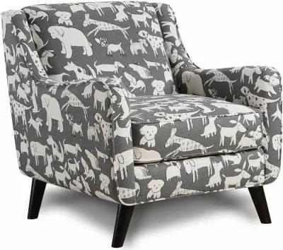 Fusion Popstitch Shell Doggie Graphite Accent Chair