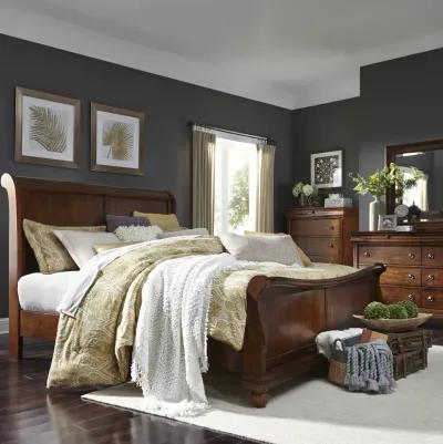 Liberty Furniture Complete King Bedroom Set Sleigh Bed, Dresser, Mirror & Chest Rustic Traditions