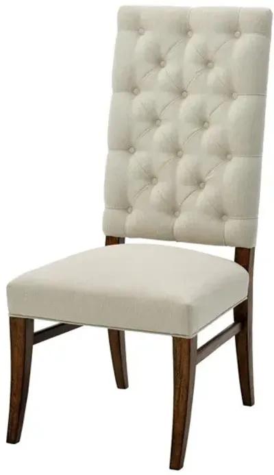 Noble Furniture Anna Dining Side Chair Crafted in Mango Wood & Button Tufted Performance Fabric