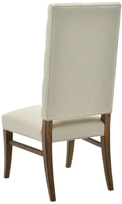 Noble Furniture Anna Dining Side Chair Crafted in Mango Wood & Button Tufted Performance Fabric