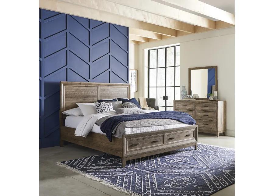 KING STORAGE BED DRESSER & MIRROR - RIDGECREST