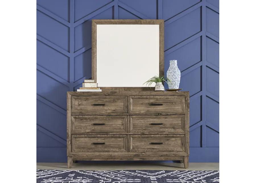 KING STORAGE BED DRESSER & MIRROR - RIDGECREST