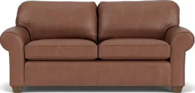 Flexsteel Thornton Umber Two-Cushion Leather Sofa